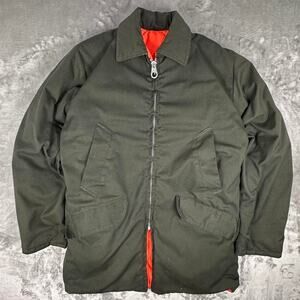 Vintage Emar Military Hunting Green Safety Orange Reversible Coat Size Small